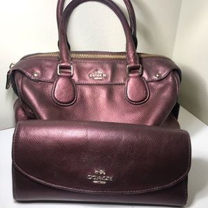 Plum coach handbag w wallet
